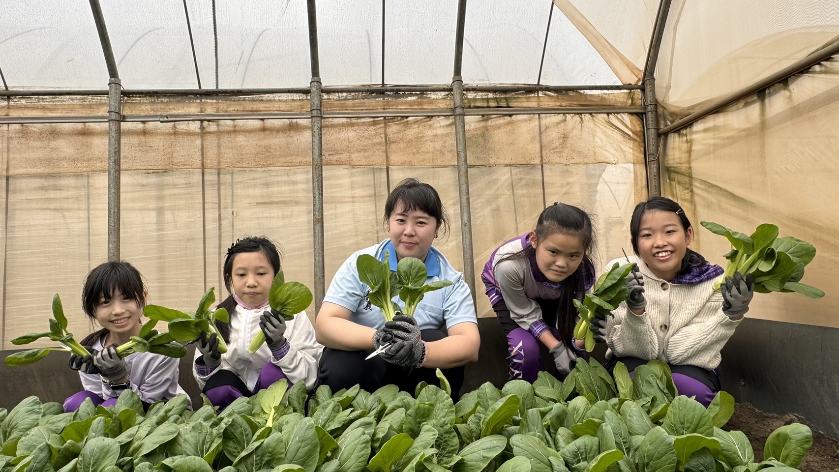 林口青農林芷誼與新林國小合作辦理食農教育，帶領小朋友們從種植開始，體驗蔬菜的生長過程