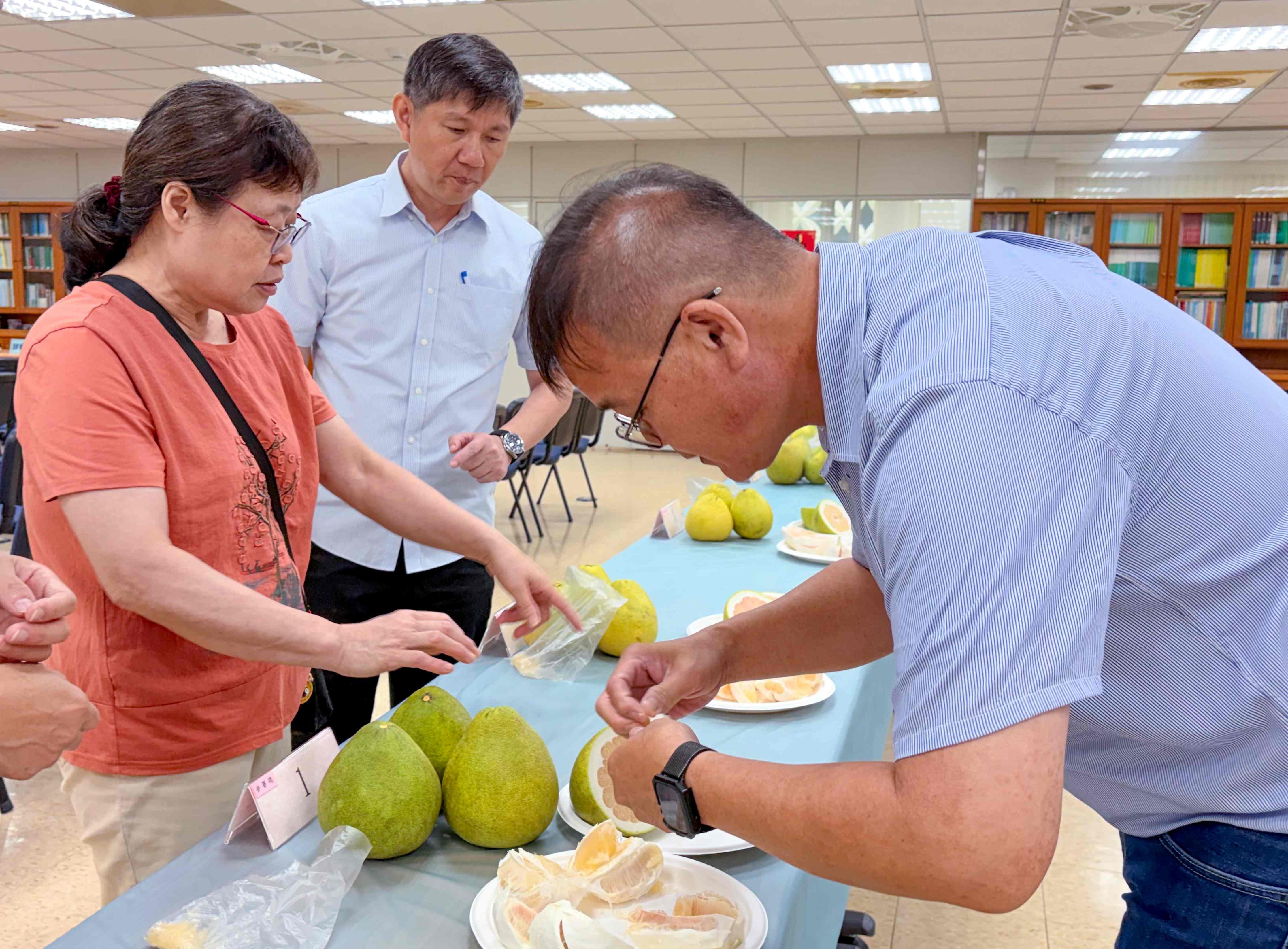 賽事評審依據文旦柚形狀大小、肉質風味、外觀色澤、甜度、種子數共5個項目進行綜合評選
